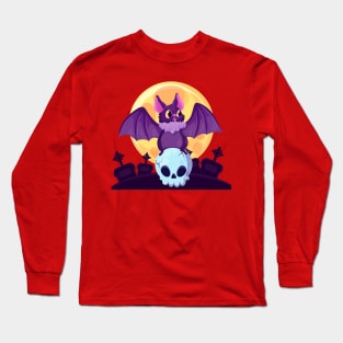 BAT & SKULL design Long Sleeve T-Shirt